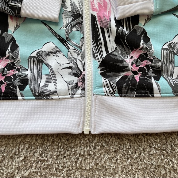 NIKE FLORAL PRINT PATTERN WOMENS TRACK JACKET SIZE XL FULL ZIP BLUE BLACK PINK N - Picture 7 of 8